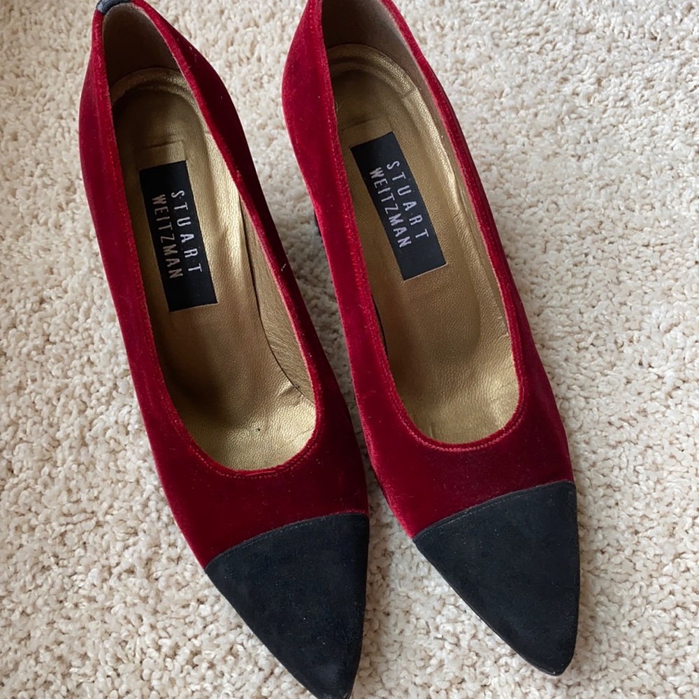 STUART WEITZMAN velvet two tone pumps EUC 7.5